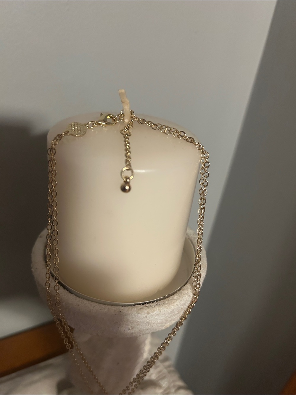 Double Chain Necklace with Two Gorgeous Enamel Charms with Gold Finish - Picture 5 of 9